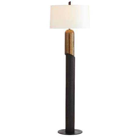Arteriors Hartford 71" Tall Torchiere Floor Lamp with Linen Shade Black