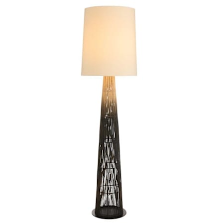 Arteriors Florence 68" Tall Torchiere Floor Lamp with Microfiber Shade Black