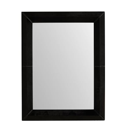 Arteriors Nerone 32"W x 42"H Rectangular Flat Faux Leather Wall Mount Accent Mirror Black