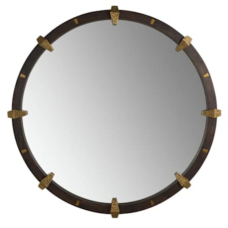 Arteriors Tempus 59-1/2" Diameter Circular Flat Wood Wall Mount Accent Mirror Sable