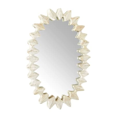 Arteriors Cicada 27" W x 40" H Oval Wood Framed Bathroom Mirror Sandblasted Whitewash