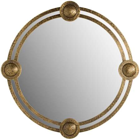 Arteriors Lisbon 40" Diameter Circular Flat Brass Framed Accent Mirror Antique Brass