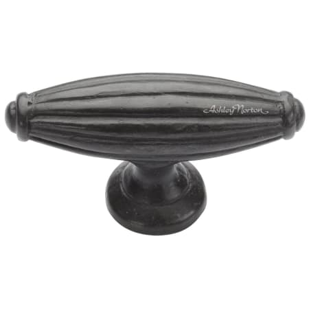 Ashley Norton Solid Bronze Large Reeded 2-7/8 Inch Oval Cabinet Knob Dark Bronze