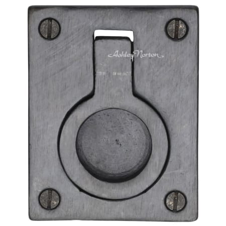 Ashley Norton Flush 2-1/2" Long Front Mount Luxury Solid Bronze Drop Ring Cabinet Pull on Backplate Dark Bronze