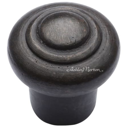 Ashley Norton Bead 1-1/4" Diameter Luxury Solid Bronze Ringed Cabinet / Drawer Knob with Bead Top Dark Bronze