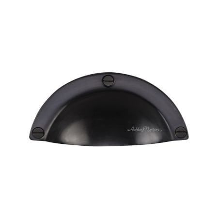 Ashley Norton Fenland 3-3/4" Center to Center Luxury Solid Brass Surface Mount Vintage Cabinet Cup Handle / Drawer Cup Pull Dark Oil Rubbed