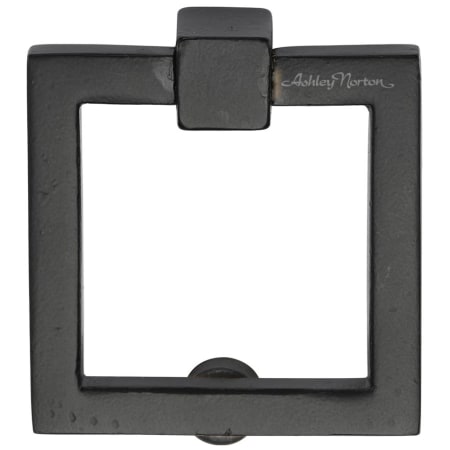 Ashley Norton Square 1-1/2" Long Angular Modern Drop Ring Cabinet Handle / Drawer Pull Distressed Black