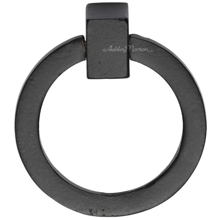 Ashley Norton Round 1-5/8" Long Luxury Solid Bronze Circle Drop Ring Cabinet Handle / Pull Distressed Black