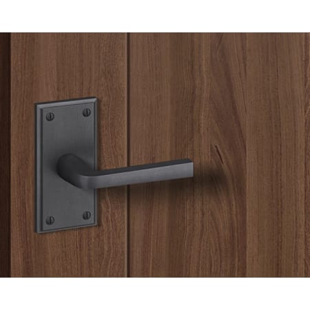 Ashley Norton Alessa Solid Bronze Passage Lever Set with Squared Corner Backplate Dark Oil Rubbed