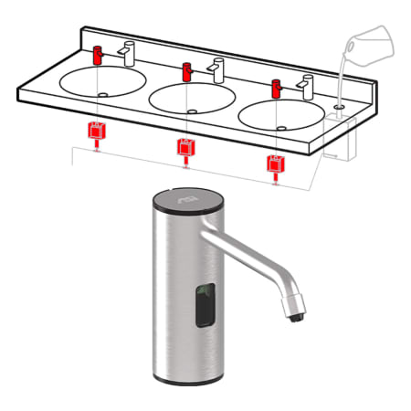 ASI Deck Mounted Electronic Top-Fill Foam Soap Dispenser with 6L Capacity - AC Plug In Satin Stainless Steel