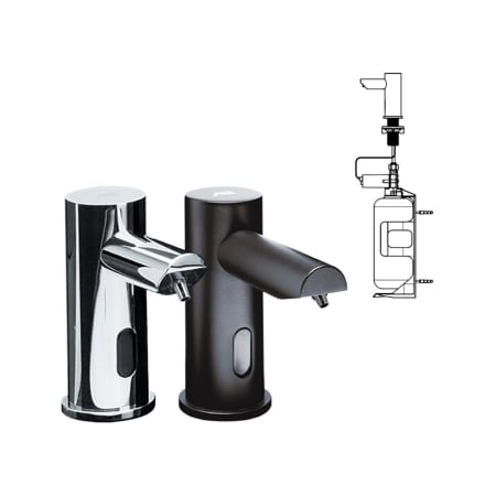 ASI EZ Fill Deck Mounted Automatic Multi-Feed Soap Dispenser Head 6 Pack with Remote Control - Battery Operated Chrome
