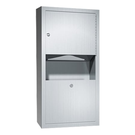 ASI Surface Mounted Paper Towel Dispenser and Waste Receptacle Combo Satin Stainless Steel