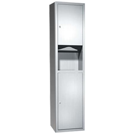 ASI Traditional Surface Mounted Paper Towel Dispenser and 7 Gallon Waste Receptacle Satin Stainless Steel