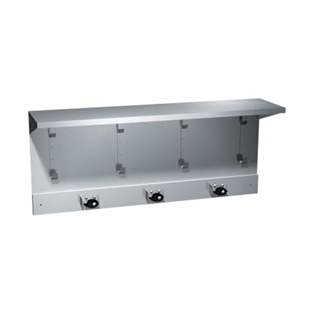 ASI Shelves/Utility Hook & Mop Strip (4 Hooks, 3 Holders) 34” – Surface Mounted Stainless Steel
