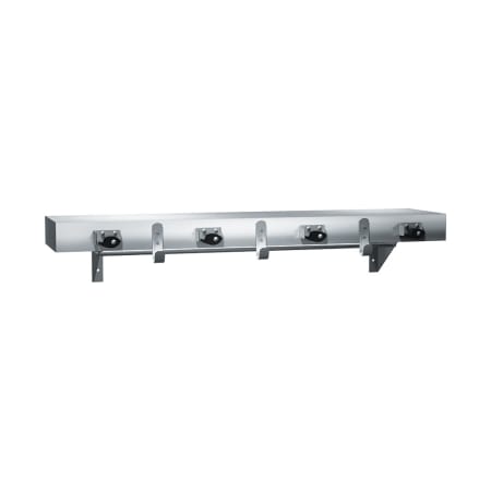 ASI Wall Mounted Utility Shelf with Mop Holders, Drying Rod, and Rag Hooks Satin Stainless Steel
