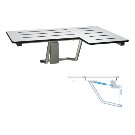 ASI 33" L-Shaped Folding Slow-Close Shower Seat - Left Hand Satin Stainless Steel