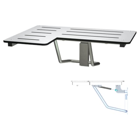 ASI 33" L-Shaped Folding Slow-Close Shower Seat - Right Hand Satin Stainless Steel