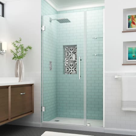 Aston Belmore GS 72" High x 47" Wide Hinged Frameless Shower Door with 33" Door Width and Clear Glass Chrome