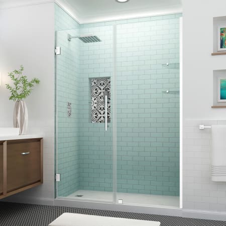 Aston Belmore GS 72" High x 66" Wide Hinged Frameless Shower Door with 34" Door Width and Clear Glass Chrome