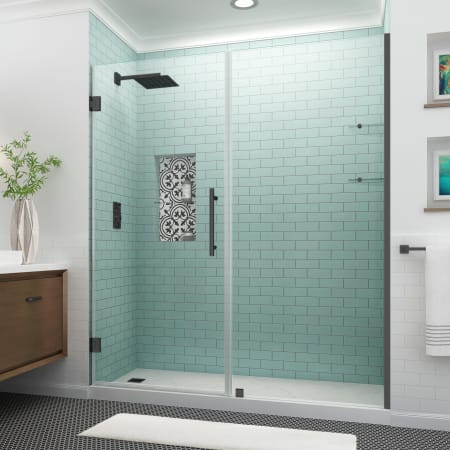 Aston Belmore GS 72" High x 73" Wide Hinged Frameless Shower Door with 35" Door Width and Clear Glass Matte Black