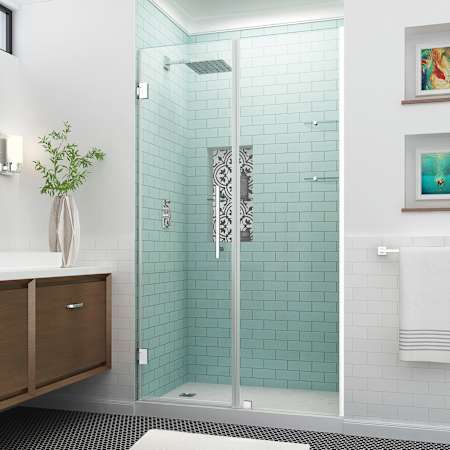Aston Belmore GS 72" High x 46" Wide Hinged Frameless Shower Door with 24" Door Width and Clear Glass Stainless Steel