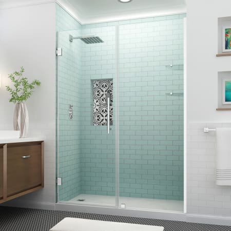Aston Belmore GS 72" High x 64" Wide Hinged Frameless Shower Door with 32" Door Width and Clear Glass Stainless Steel