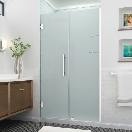 Aston Belmore GS 72" High x 45" Wide Hinged Frameless Shower Door with 23" Door Width and Frosted Glass Chrome
