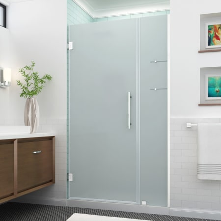 Aston Belmore GS 72" High x 46" Wide Hinged Frameless Shower Door with 32" Door Width and Frosted Glass Chrome