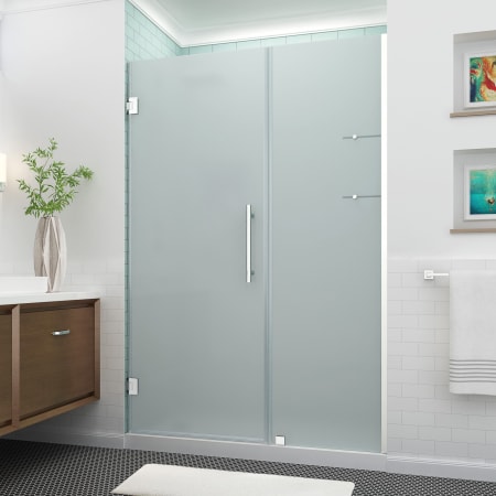 Aston Belmore GS 72" High x 56" Wide Hinged Frameless Shower Door with 34" Door Width and Frosted Glass Chrome