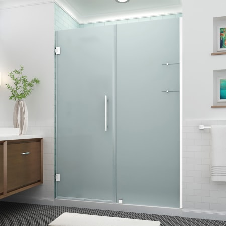 Aston Belmore GS 72" High x 62" Wide Hinged Frameless Shower Door with 32" Door Width and Frosted Glass Chrome
