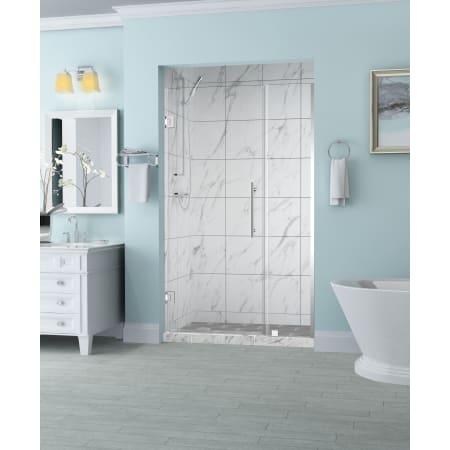 Aston Belmore 72" High x 37" Wide Hinged Frameless Shower Door with 27" Door Width and Clear Glass Chrome