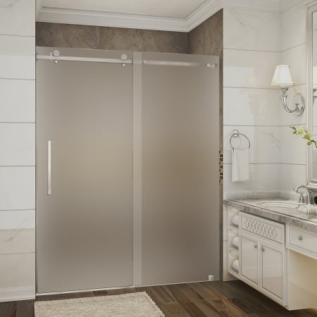 Aston Moselle 56-60" Wide x 75" High Frameless Sliding Shower Door with Frosted Glass Chrome