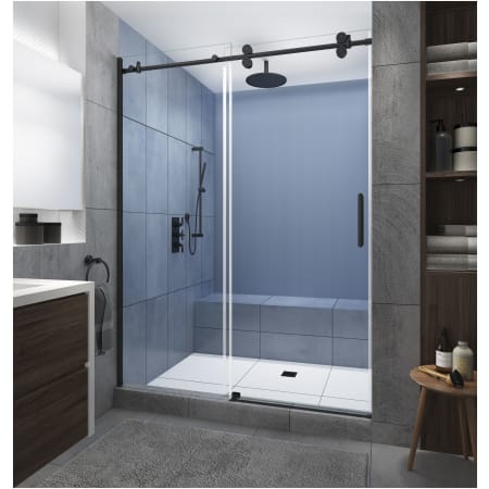 Aston Langham XL 80" High x 64" Wide Sliding Frameless Shower Door with Clear Glass Matte Black