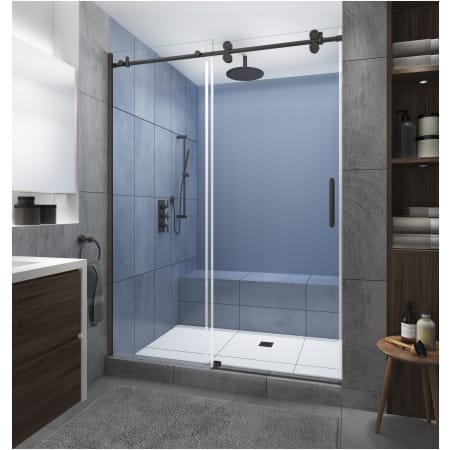 Aston Langham XL 80" High x 52" Wide Sliding Frameless Shower Door with Clear Glass Bronze