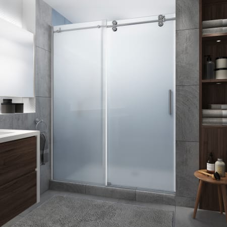 Aston Langham XL 80" High x 68" Wide Sliding Frameless Shower Door with Frosted Glass Stainless Steel