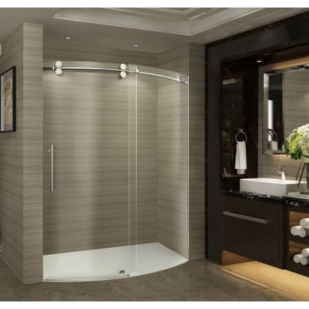 Aston ZenArch 56-60" Wide x 75" High Frameless Sliding Shower Door with Clear Glass and Left Hand Door Chrome
