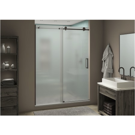 Aston Coraline XL 80" High x 68" Wide Sliding Frameless Shower Door with Frosted Glass Bronze