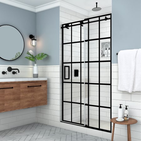 Aston Kamaya XL 80" High x 52" Wide Sliding Frameless Shower Door with Clear Glass Matte Black