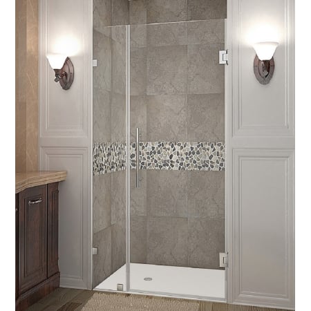 Aston Nautis 29" Wide x 72" High Frameless Hinged Shower Door with Clear Glass Chrome