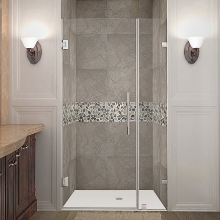 Aston Nautis 32" Wide x 72" High Frameless Hinged Shower Door with Clear Glass Chrome