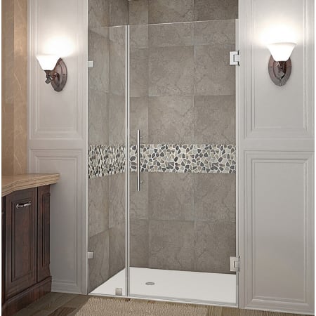 Aston Nautis 33" Wide x 72" High Frameless Hinged Shower Door with Clear Glass Chrome