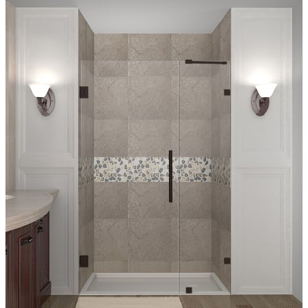 Aston Nautis 47" Wide x 72" High Frameless Hinged Shower Door with Clear Glass Bronze
