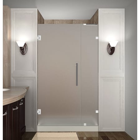 Aston Nautis 30" Wide x 72" High Frameless Hinged Shower Door with Frosted Glass Chrome