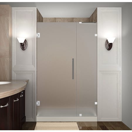 Aston Nautis 35" Wide x 72" High Frameless Hinged Shower Door with Frosted Glass Chrome