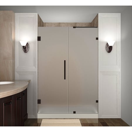 Aston Nautis 68" Wide x 72" High Frameless Hinged Shower Door with Frosted Glass Bronze