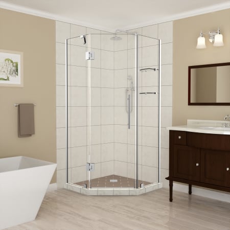 Aston Merrick GS 72" High x 38" Wide x 38" Deep Hinged Frameless Shower Enclosure with 28" Door Width and Clear Glass Chrome