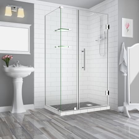 Aston Bromley GS 72" High x 43" Wide x 32" Deep Hinged Frameless Shower Enclosure with 29" Door Width and Clear Glass Chrome