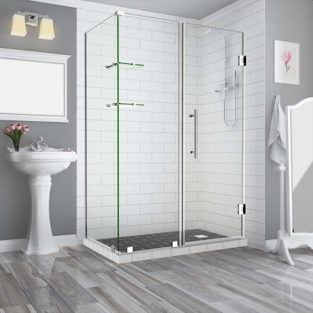 Aston Bromley GS 72" High x 66" Wide x 34" Deep Hinged Frameless Shower Enclosure with 36" Door Width and Clear Glass Chrome