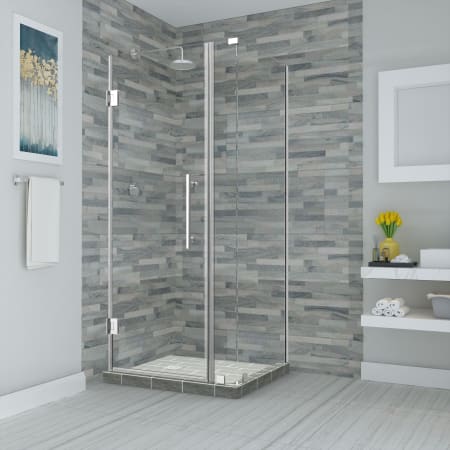 Aston Bromley 72" High x 34" Wide x 32" Deep Hinged Frameless Shower Enclosure with 28" Door Width and Clear Glass Chrome