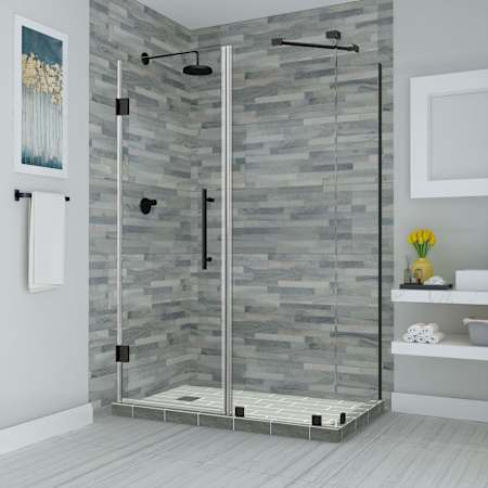 Aston Bromley 72" High x 65" Wide x 30" Deep Hinged Frameless Shower Enclosure with 35" Door Width and Clear Glass Matte Black